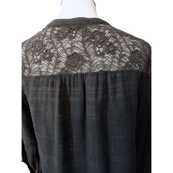 COLDWATER CREEK Peasant Blouse Top S Rustic Crochet Lace Country Prairie Western - Picture 5 of 10